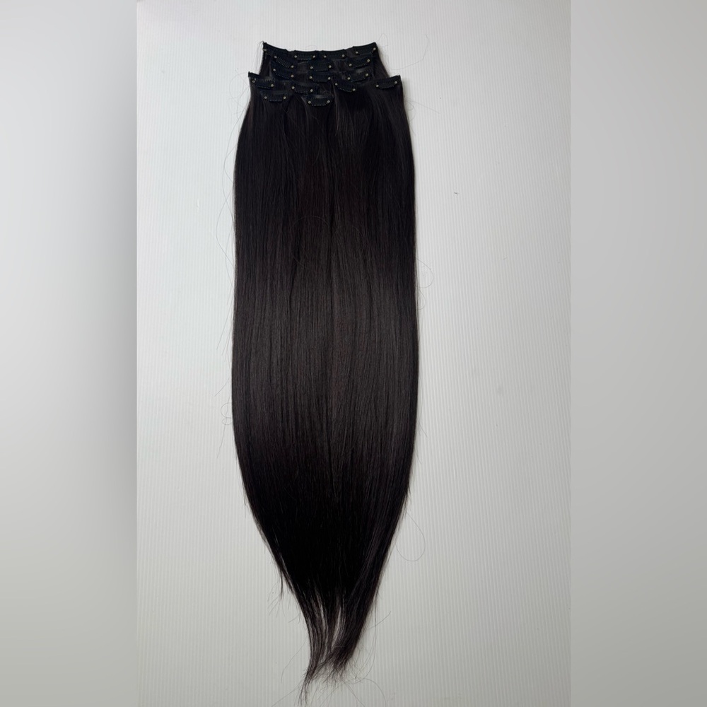 22” Human Hair Blend Clip-In Extensions Long Straight Soft, Full & Natural Look - Picture 3 of 9